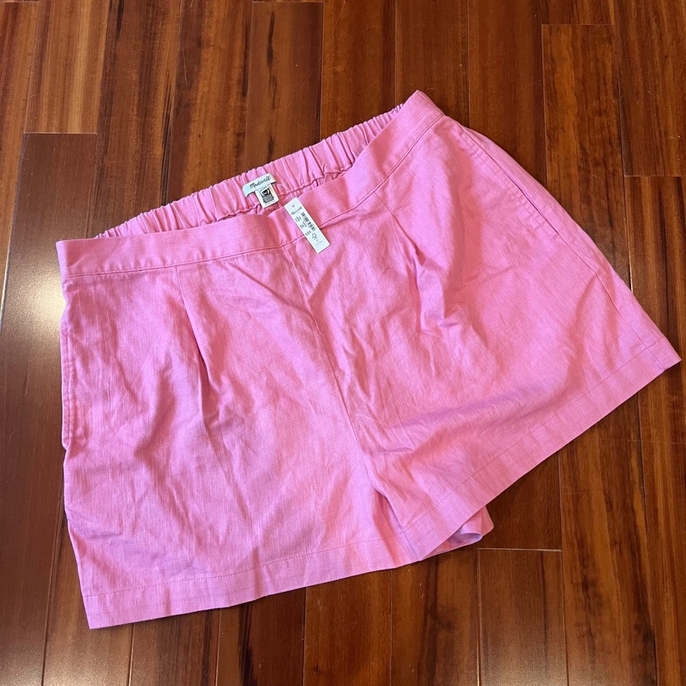 Madewell Pink Linen Shorts Cotton Blend Pull-On‎ Shorts New Plus Size XXL 2X